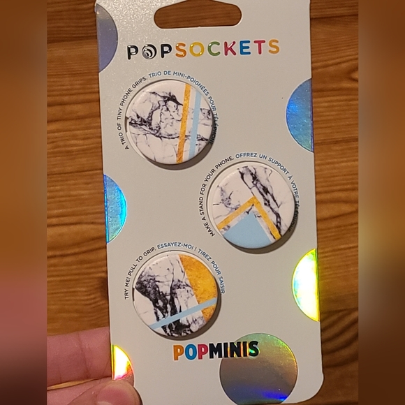 Pop Socket Pop Grip Mini Marble Blue Yellow Black - Picture 2 of 5